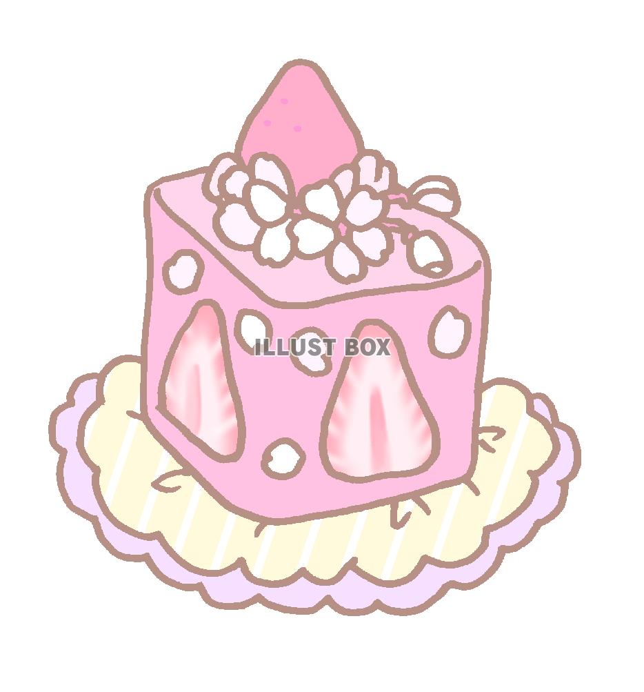 桜と苺のケーキ