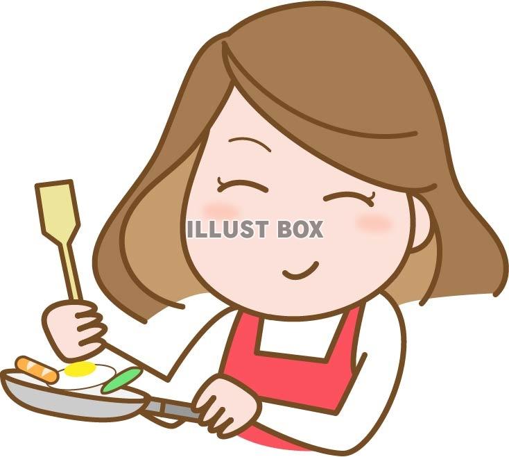 無料イラスト 料理をする女性