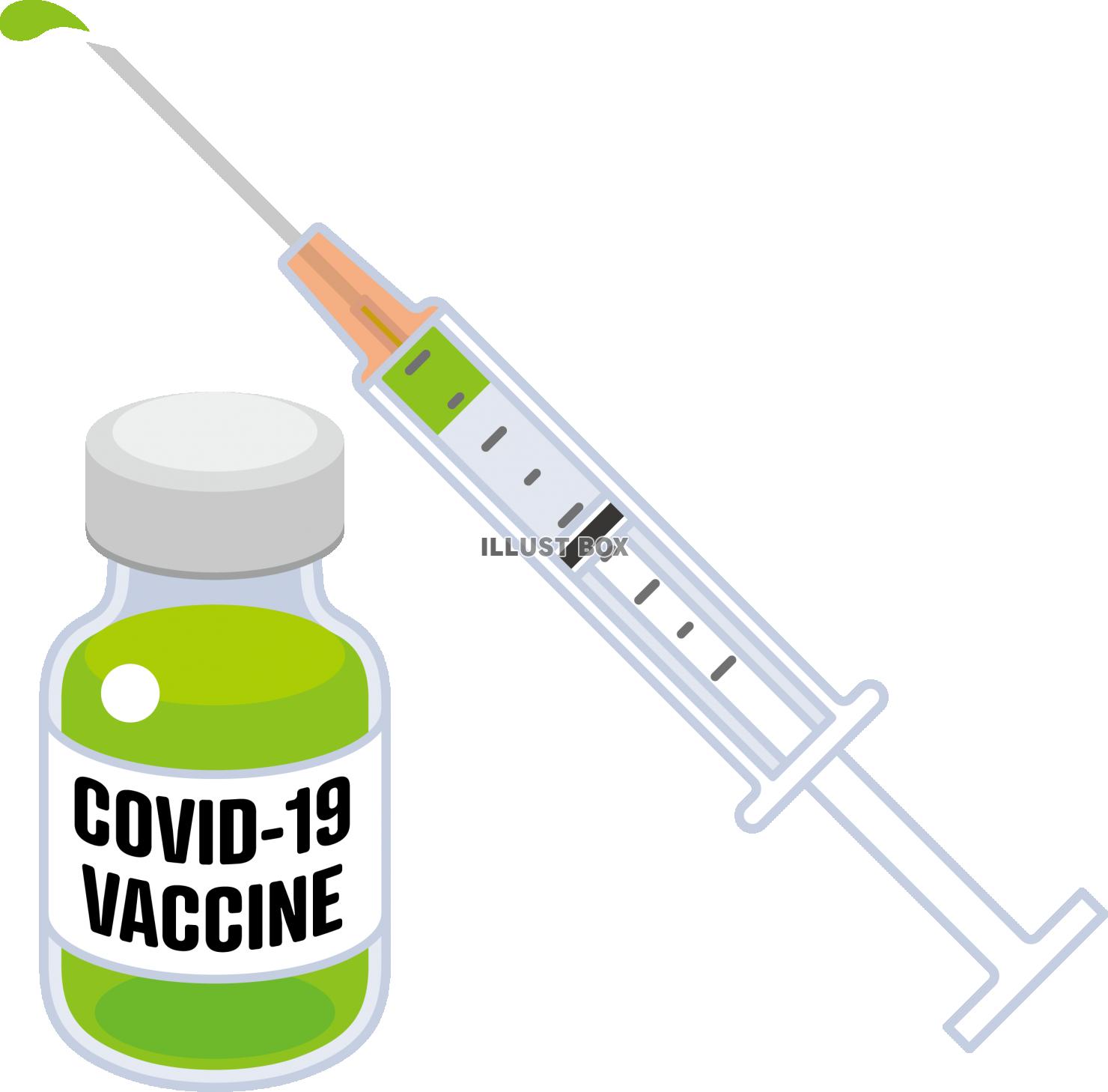 無料イラスト 新型コロナワクチンと注射器のイメージ