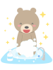 手を洗うクマのキャラクター【png / eps】