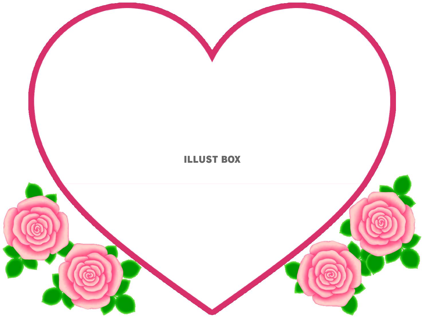 ハート薔薇フレームシンプル飾り枠素材イラスト。透過png