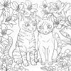 並んでいる２匹の猫の塗り絵