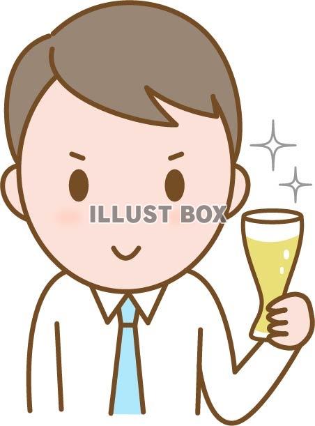 無料イラスト ビールを飲む男性サラリーマン