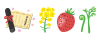春セット（卒業証書、菜の花、いちご、ぜんまい、わらび）