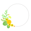 黄色い花と植物のイラストフレーム