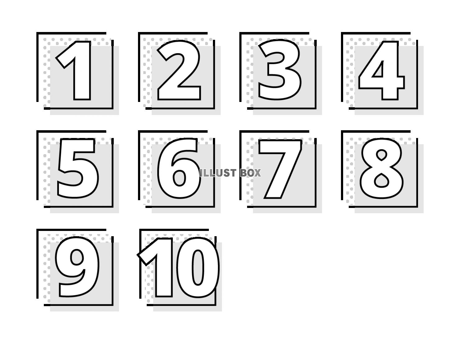 無料イラスト ポップな数字デザイン スクエア グレー