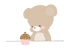 ケーキを食べるか悩むクマのイラスト　線なし