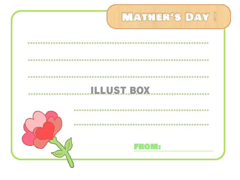 母の日のシンプルメッセージカード：グリーン