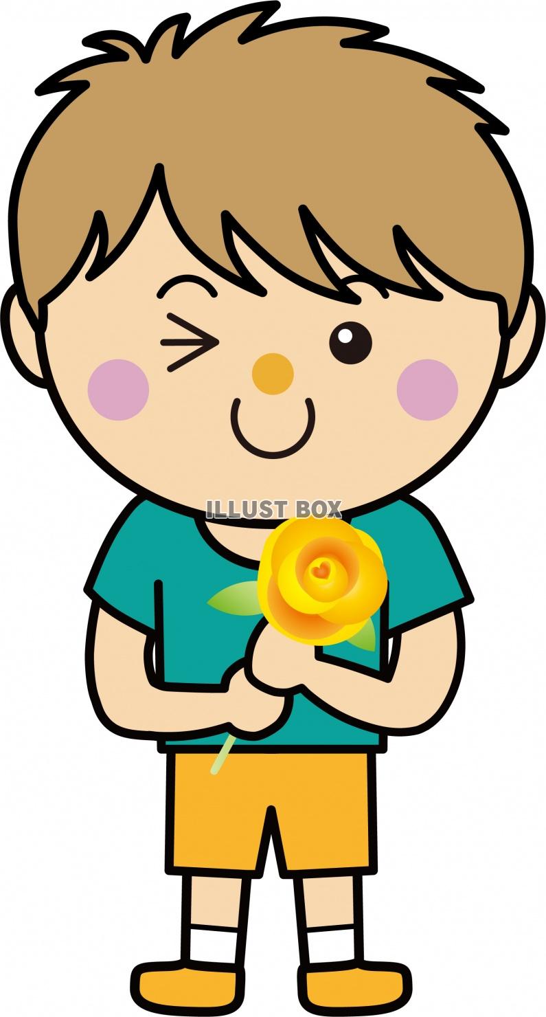 男の子06_07（黄色いバラを持ってウィンクをする男の子・父...