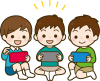 ゲームしている子供たち