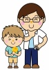 男の子06_11（黄色いバラの花を持つ男の子とお父さん・父の日）
