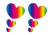 ９イラスト（３連ハート・レインボー）