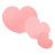 三連ハート（水彩風）（png背景透過）
