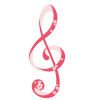 桜柄のト音記号のイラスト素材（紅色・透過PNG）