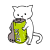 カメラのフィルムで遊ぶ白猫のイラスト5