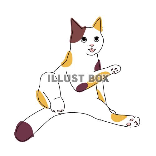 無料イラスト 猫のシンプルかわいい全身イラスト 舌を出す三毛猫