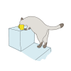 猫のシンプルかわいい全身イラスト　マグカップの水を飲むシャム猫