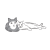 猫のシンプルかわいい全身イラスト　くっついている二匹の仲良し猫