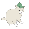 猫のシンプルかわいい全身イラスト　帽子をかぶる猫