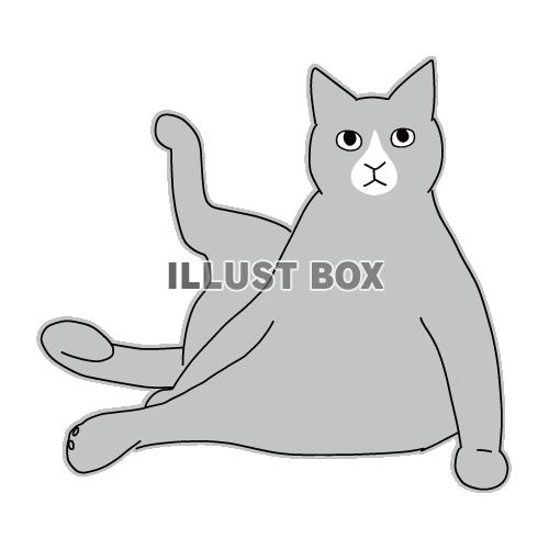 猫のシンプルかわいい全身イラスト　ヨガのポーズの猫2