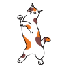 猫のシンプルかわいい全身イラスト　踊る三毛猫