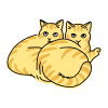 猫のシンプルかわいい全身イラスト　二匹の茶虎の猫