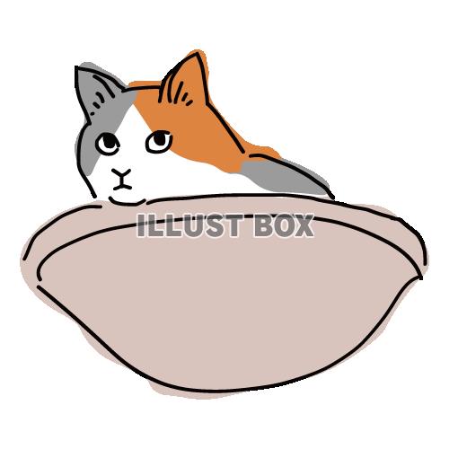 無料イラスト 猫のシンプルかわいい全身イラスト ハンモックの三毛猫