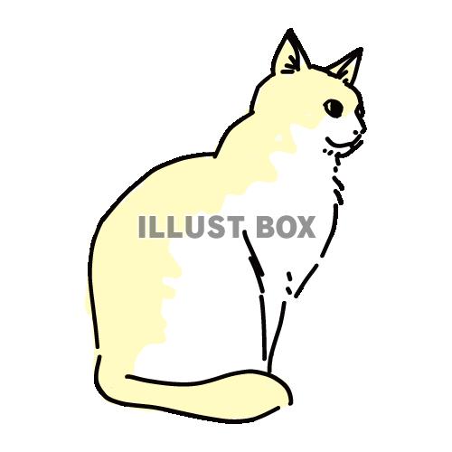 無料イラスト 猫のシンプルかわいい全身イラスト お座りする猫の横顔