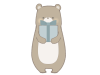 プレゼントを持つクマのイラスト　線あり