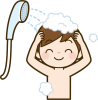 お風呂で髪を洗う子供