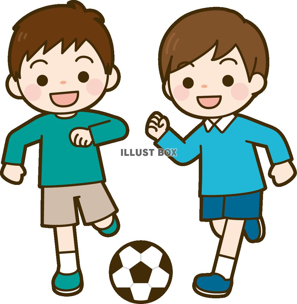 無料イラスト サッカーをする子供