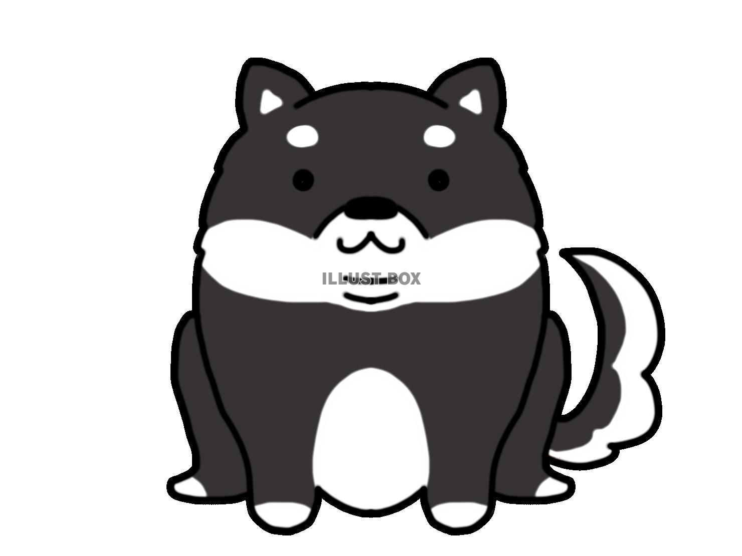 無料イラスト 座っている犬 黒白