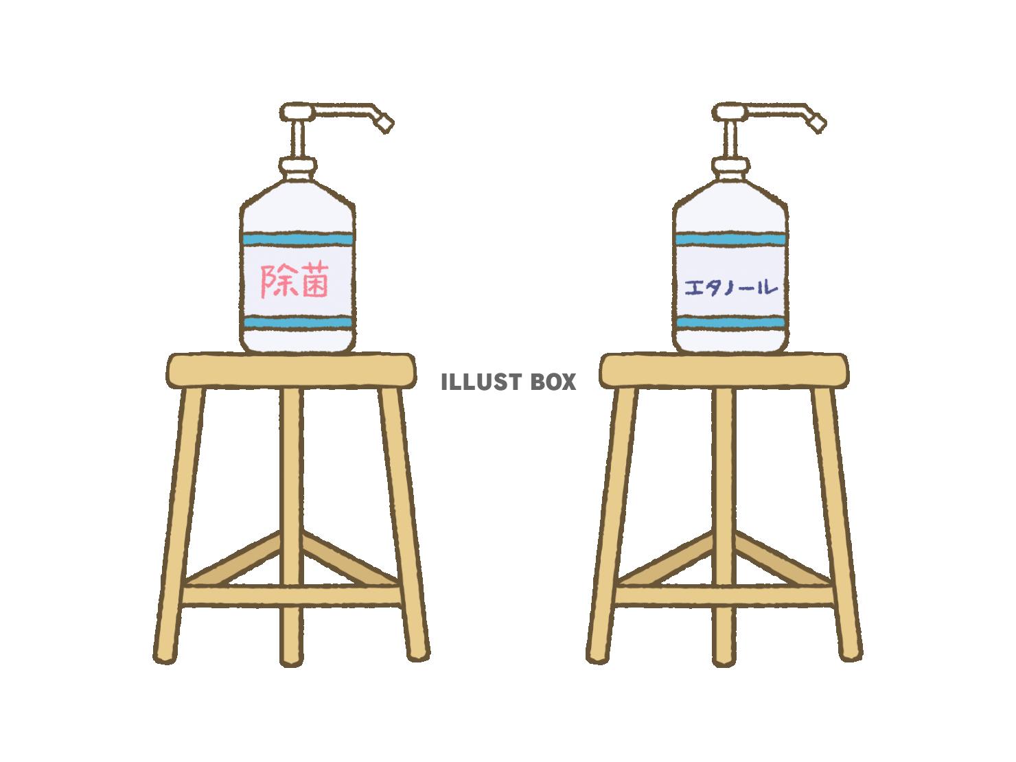 台に乗った消毒液とエタノール