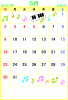 2021年 令和3年 5月　カレンダー （音楽・音符・鍵盤）