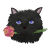 黒猫ちゃんとお花