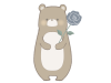 バラを持つクマのイラスト　線あり