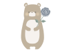 バラを持つクマのイラスト　線なし