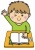 男の子10_04（机で勉強をする男の子・学校・授業・学習・挙手）