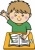 男の子10_08（机で勉強をする男の子・学校・授業・学習・挙手）