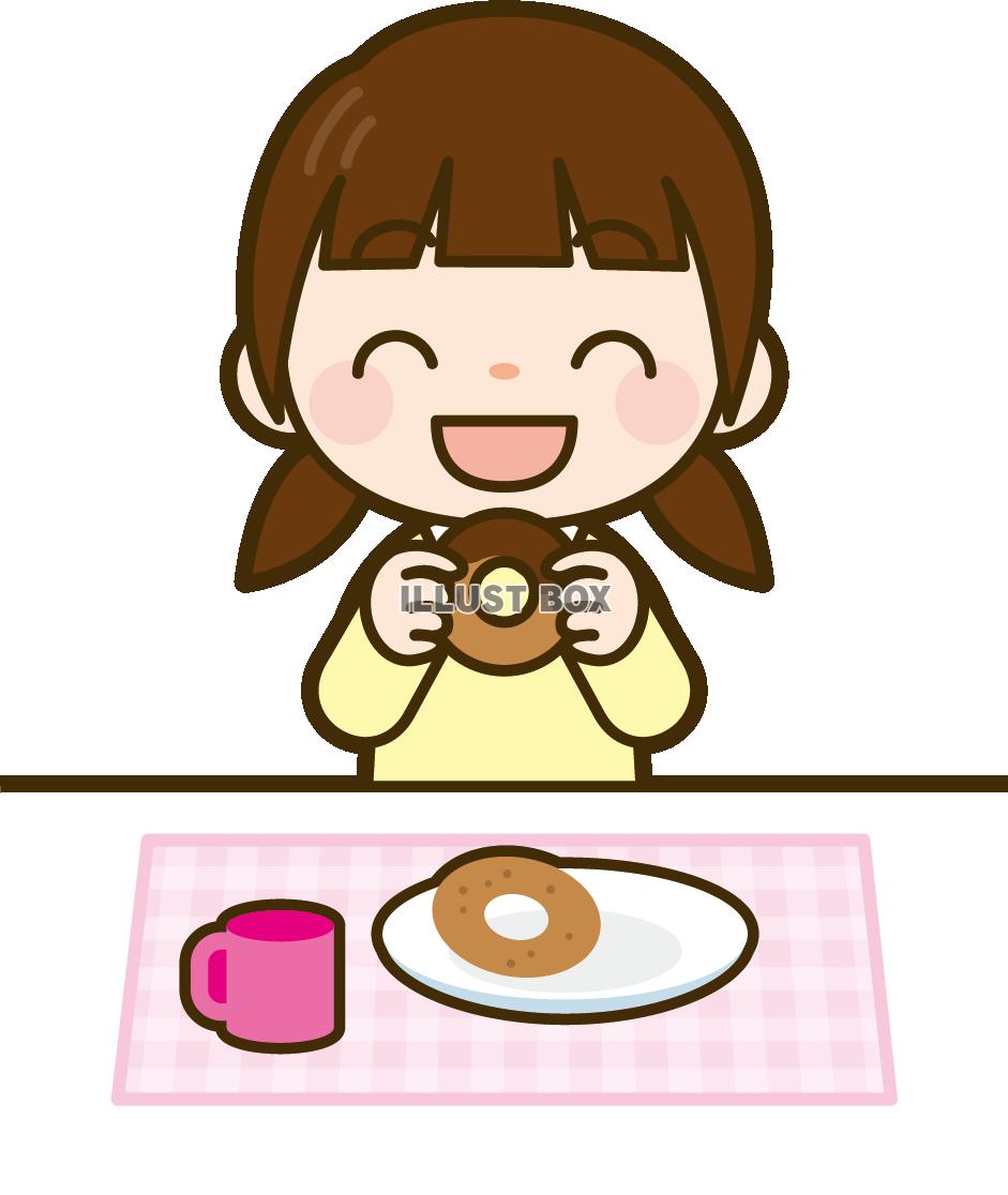 無料イラスト おやつを食べている女の子