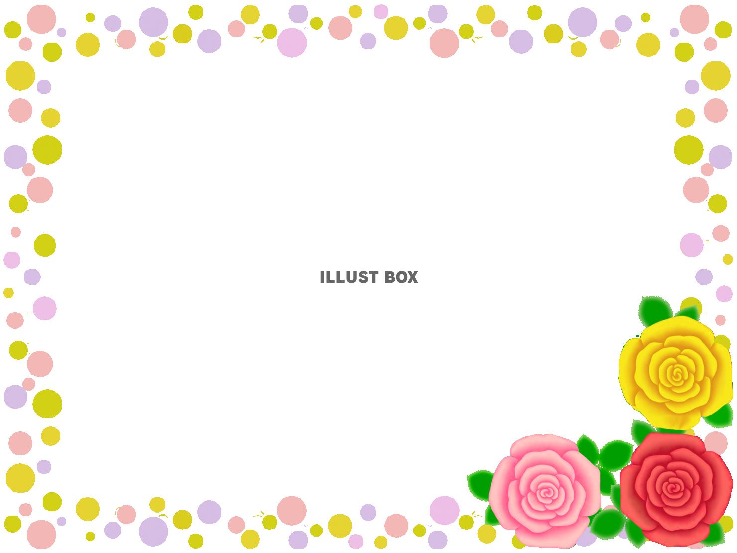 薔薇の花模様フレームシンプル飾り枠背景イラスト。透過png