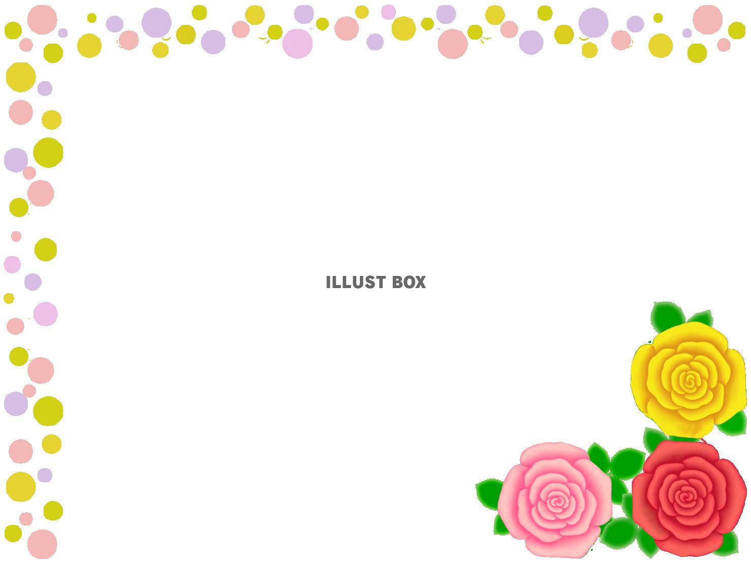 薔薇の花模様フレームシンプル飾り枠背景イラスト。透過png 