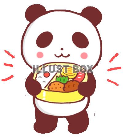 無料イラスト お弁当を持つパンダ２