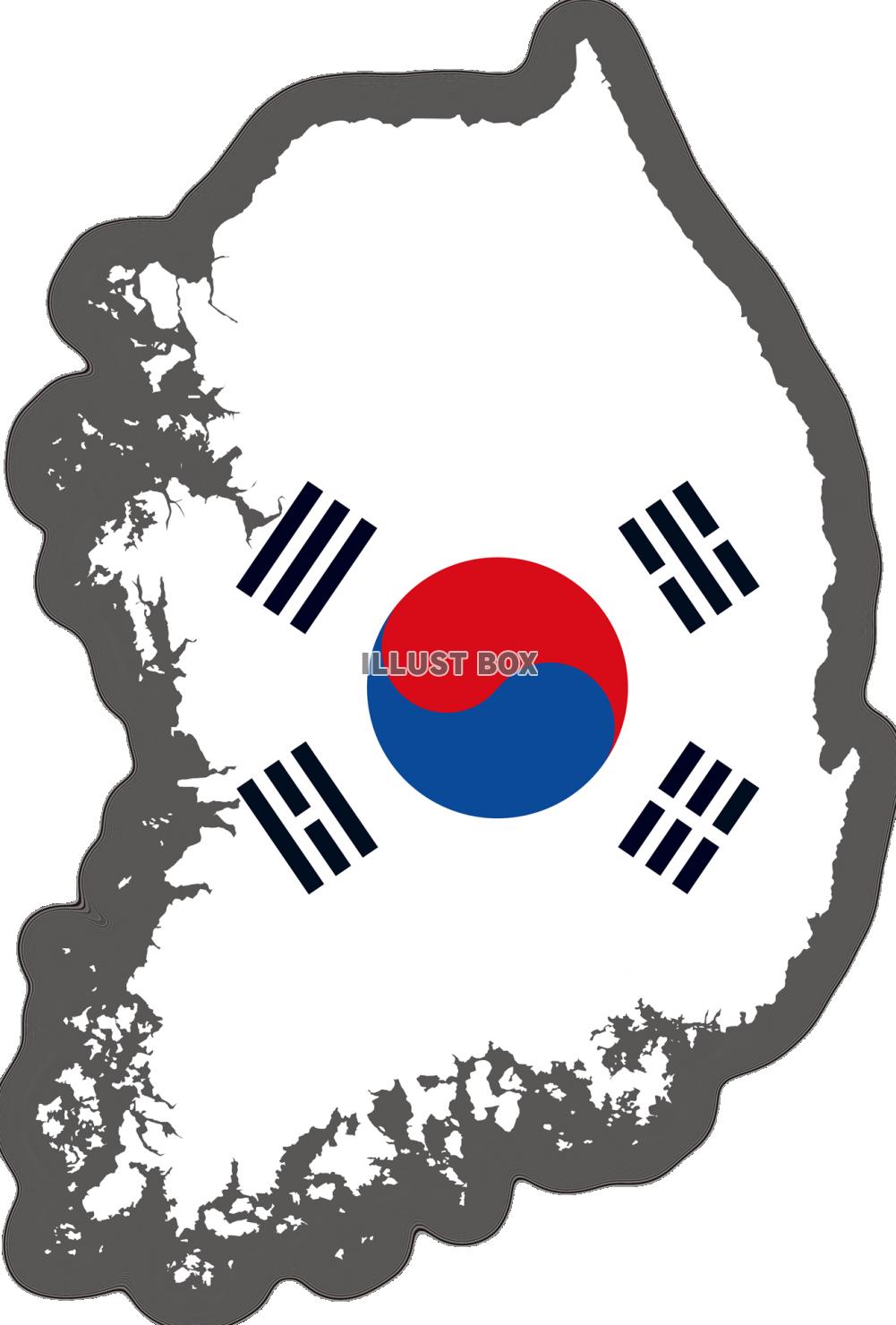 韓国の地図　国旗