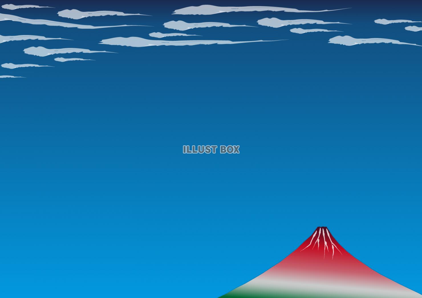 無料イラスト ３枠 浮世絵風 赤富士 たなびく雲