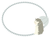 傘をさしたハリネズミのフレームイラスト　線なし