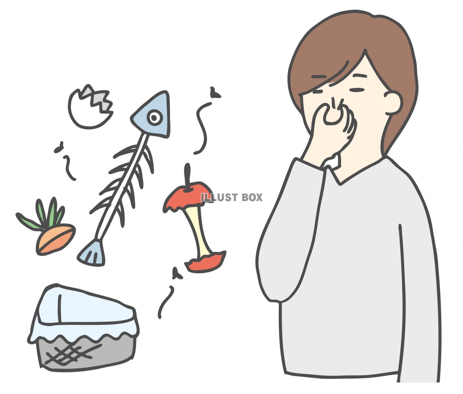 生ゴミの臭い匂いに鼻をつまむ女性(zipファイル: pdf,...