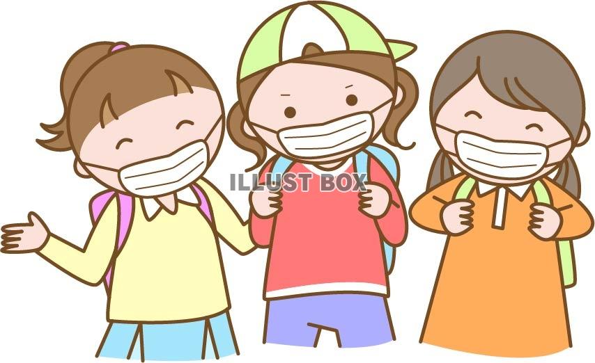 マスク着用で通学する小学生の子どもたち