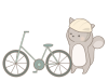 自転車とリス野イラスト　線あり