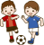 サッカーの試合をする男子